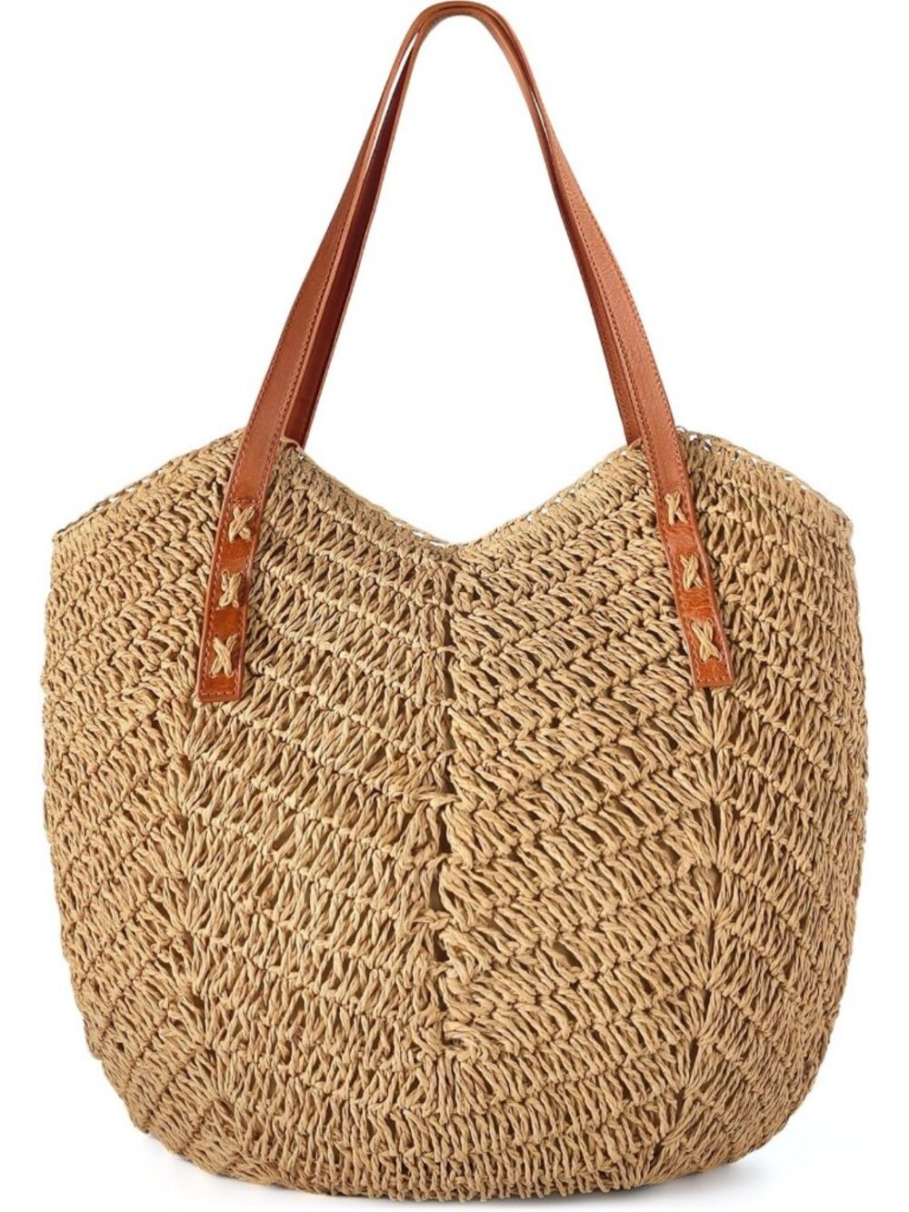Stylish Woven Beach Bag with Zipper | Casual Straw Tote for Travel & Daily Use